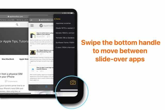 Umschalten von Slide-Over-Apps in iPadOS