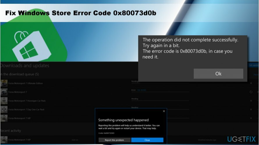 που απεικονίζει το σφάλμα Windows Store 0x80073d0b