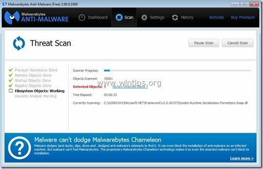 Malwarebytes-сканирование