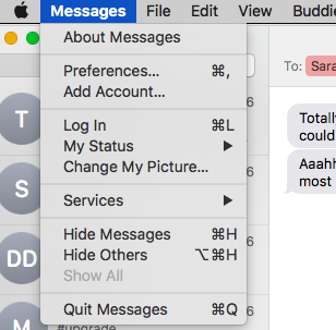 imposta imessage su mac