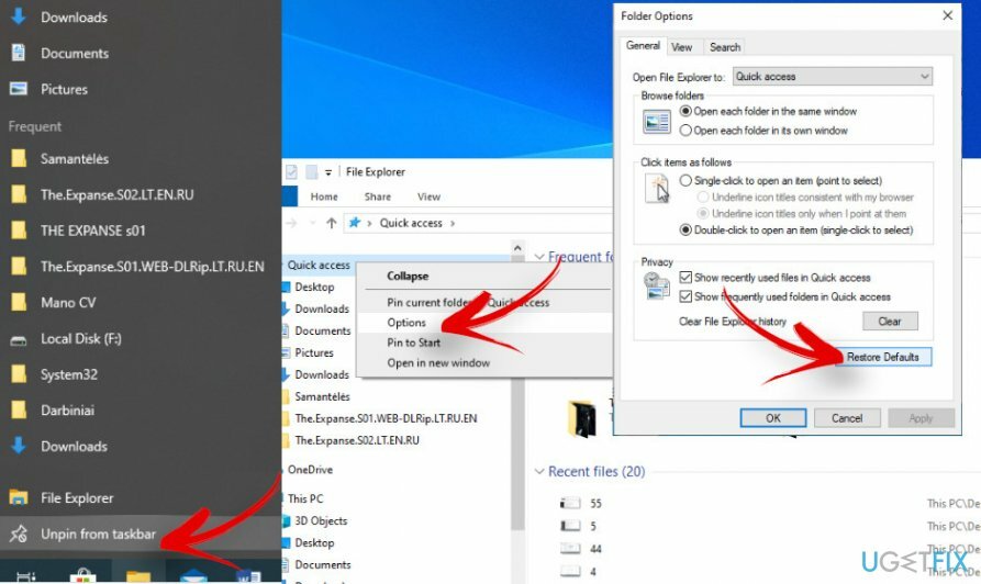 Επαναφέρετε τις προεπιλογές του File Explorer