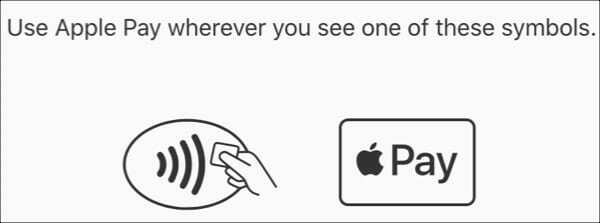 Apple Pay kasutamise sümbolid
