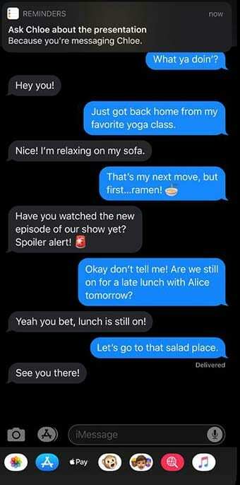 iOS 13 Poruke podsjetnika