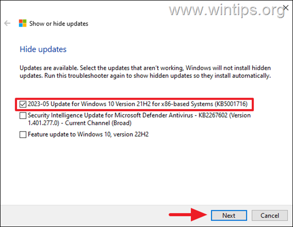 PAtaisykite Windows 10 KB5031356 naujinimo klaidą 0x8007000D