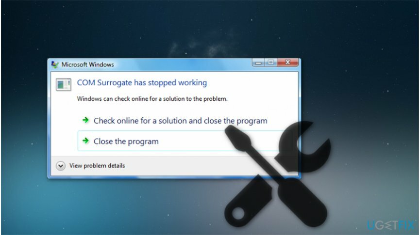 خطأ " COM Surrogate قد توقف عن التشغيل"
