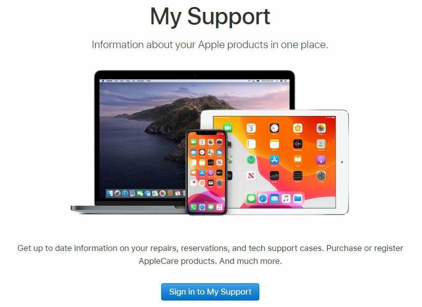 Apple My Support-Seite