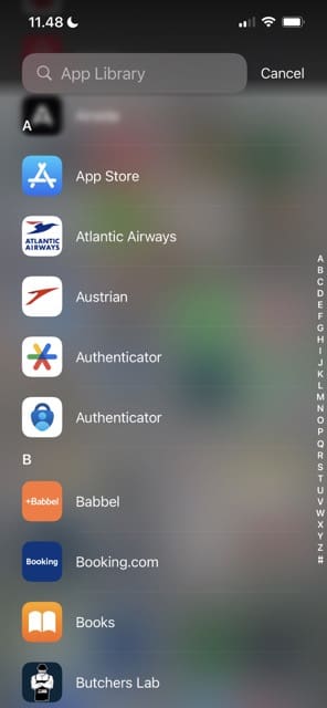 Meklējiet savā lietotņu bibliotēkā iPhone tālrunī