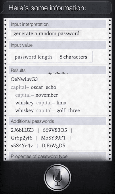 Генератор паролей Siri
