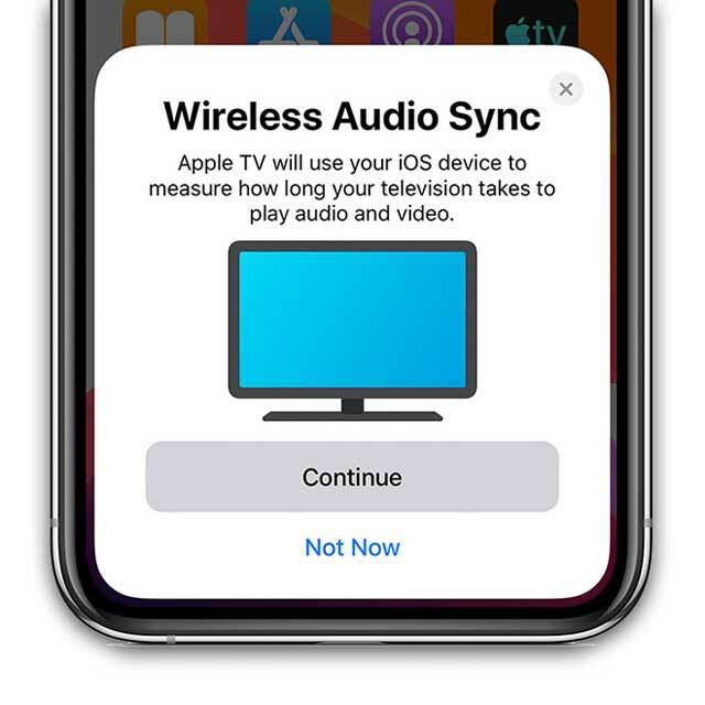 powiadomienie o synchronizacji dźwięku bezprzewodowego w Apple TV