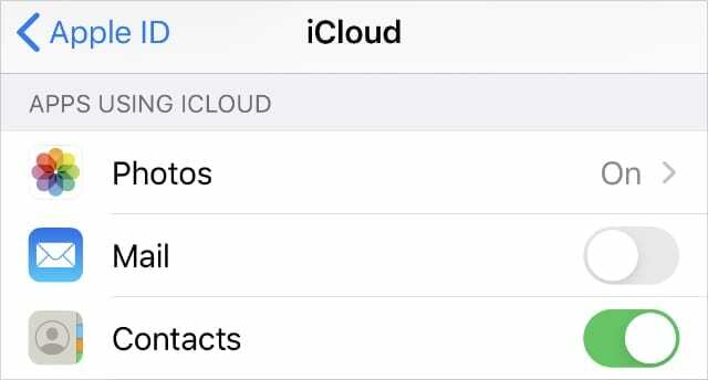 Apague las aplicaciones que no desea sincronizar con iCloud