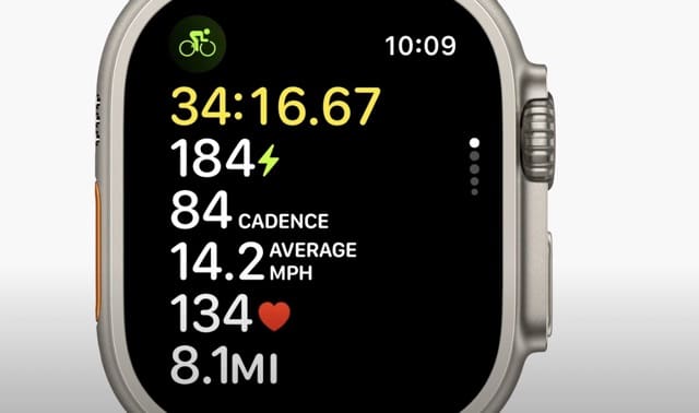 Просмотр скорости и частоты вращения педалей на Apple Watch