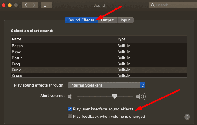 jouer à l'interface utilisateur des effets sonores mac