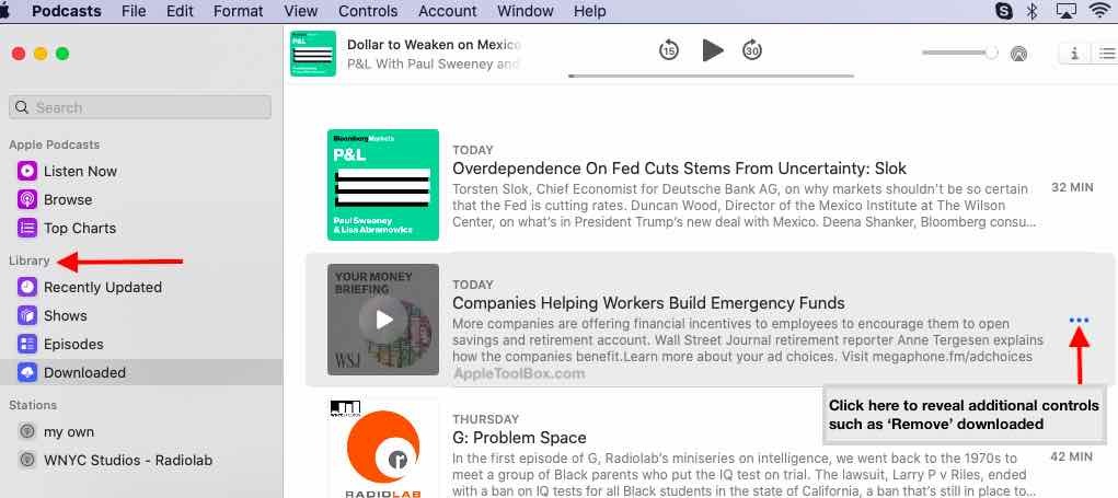 Podcasts-App in macOS Catalina-Downloads