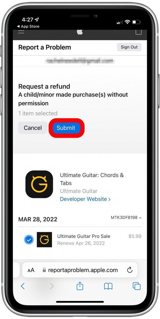 rembourser l'achat de l'App Store