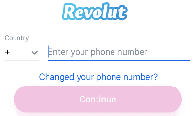 revolut 앱에 로그인