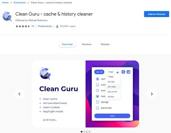 Clean Guru - очиститель кеша и истории