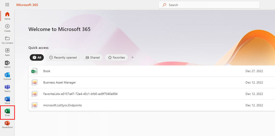Mengakses aplikasi web Excel di portal Microsoft 365