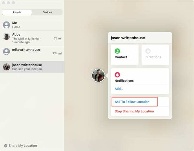 Solicitați să urmăriți locația în Find My