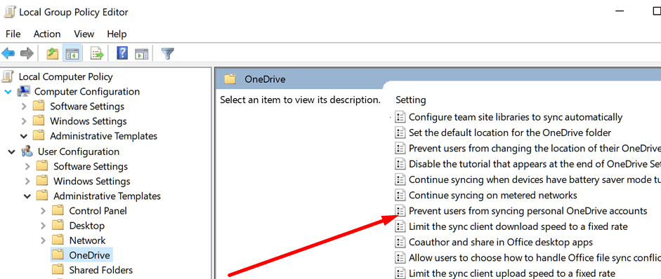 Forhindre brugere i at synkronisere personlig OneDrive-konto