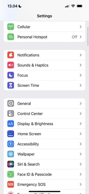 Вкладка «Сотовая связь» в iOS
