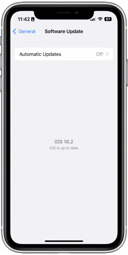 Se o seu iPhone estiver atualizado, você verá uma tela semelhante à abaixo. Se você vir um botão Baixar e instalar, toque nele para instalar a atualização disponível.