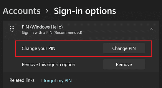 PIN Windows 변경