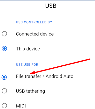 Google Pixel verbundene Geräte USB