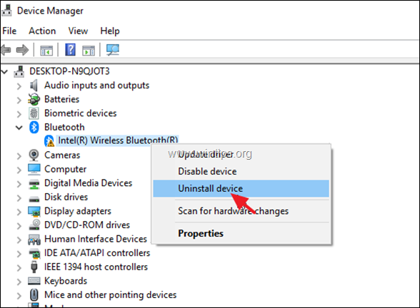 popravite kodo Intel Bluetooth adapterja 10