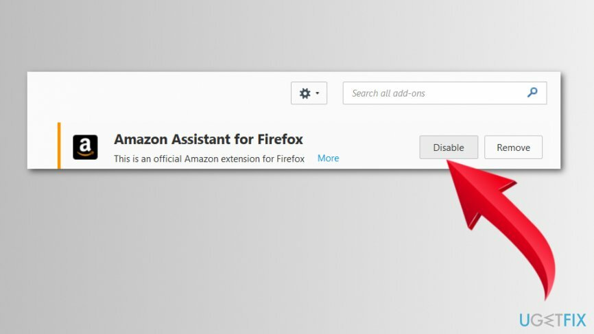 Απενεργοποιήστε την επέκταση του Amazon Assistant στον Firefox