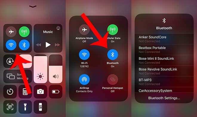 iOS 13 - Pannello Bluetooth