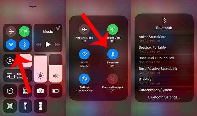 iOS 13 - Bluetooth панел