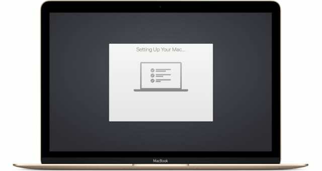Nastavení stránky nastavení MacBooku po resetování nebo obnovení