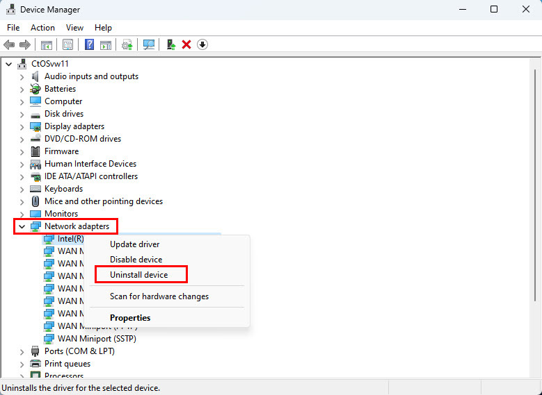 Avinstallerer Wi-Fi-adapter og reinstallerer