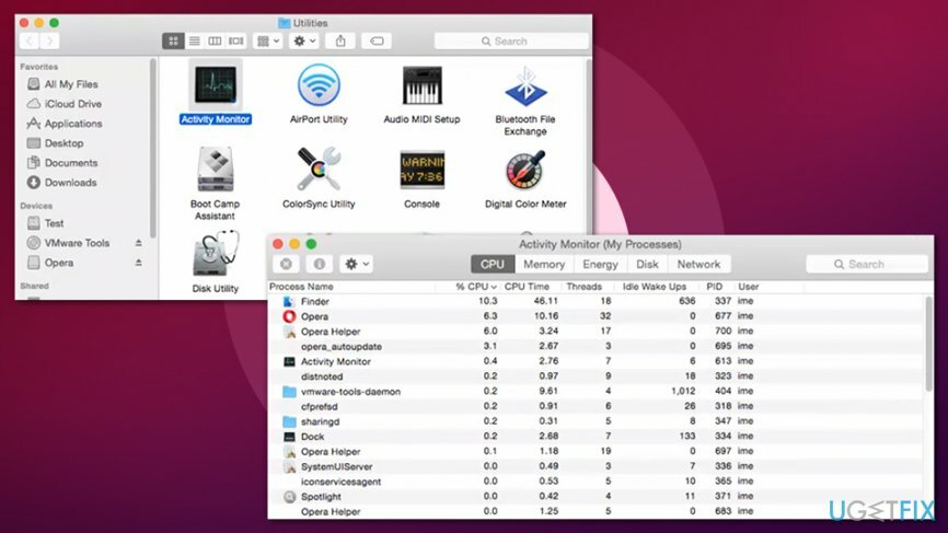 Odinstalujte Operu Stable přes Activity Monitor