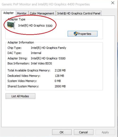 Configuración del adaptador de gráficos Intel