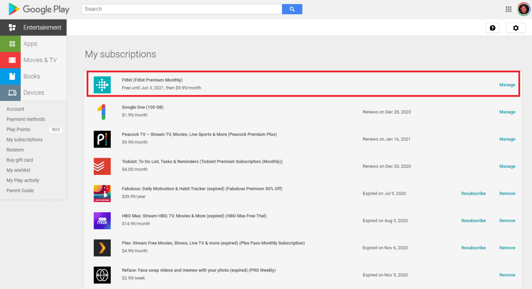 ניהול מינויים של Google Play מחשב 2