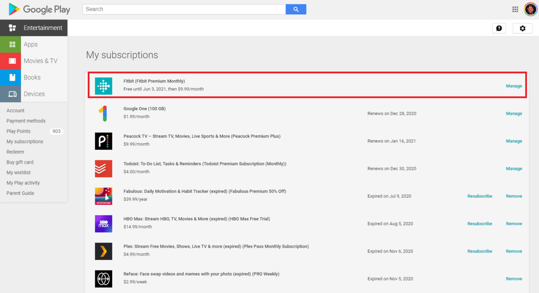 Google Play सदस्यताएं प्रबंधित करें कंप्यूटर 2