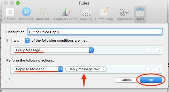 Come impostare la risposta e-mail automatica per l'app di posta OS X
