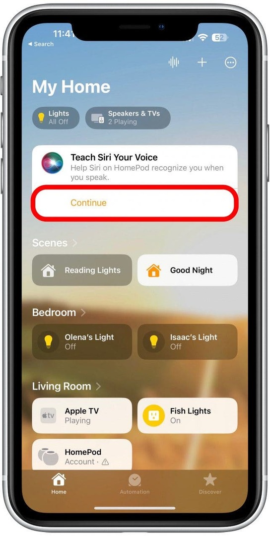 Jika Anda mendapatkan respons ini dari Siri, Anda akan diminta untuk Mengajari Siri Suara Anda langsung di tab Beranda.