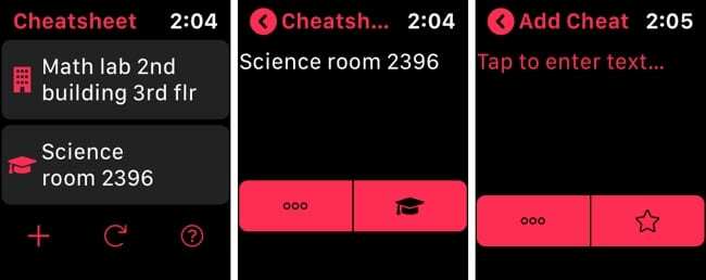 Cheatsheet Widget на Apple Watch