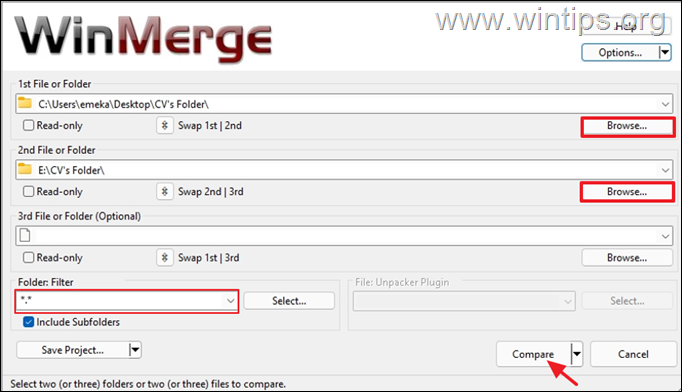 Cómo comparar carpetas - WinMerge