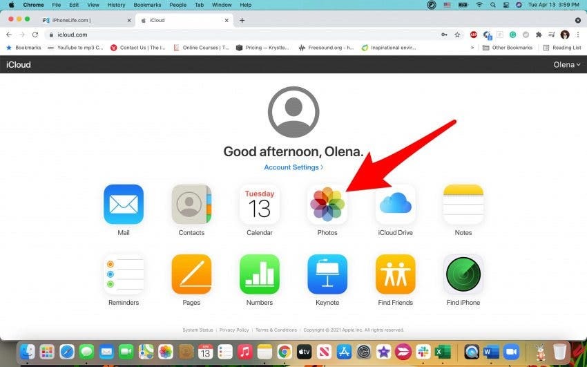 iCloud'da Fotoğraflar'a tıklayın