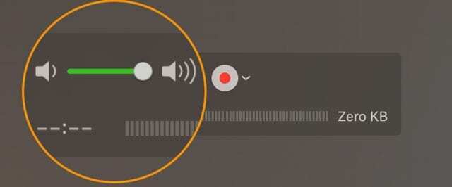 Quicktime indikator glasnoće snimanja