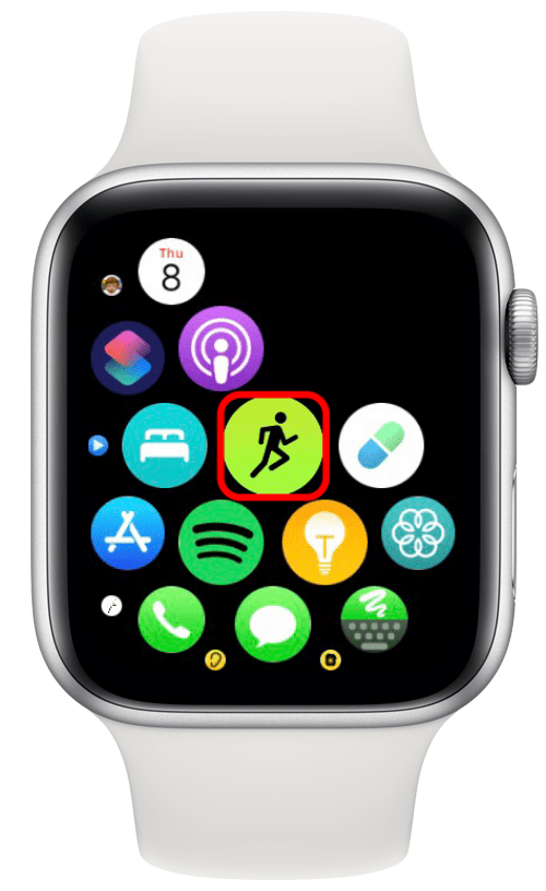 Open de Workout-app op je Apple Watch.