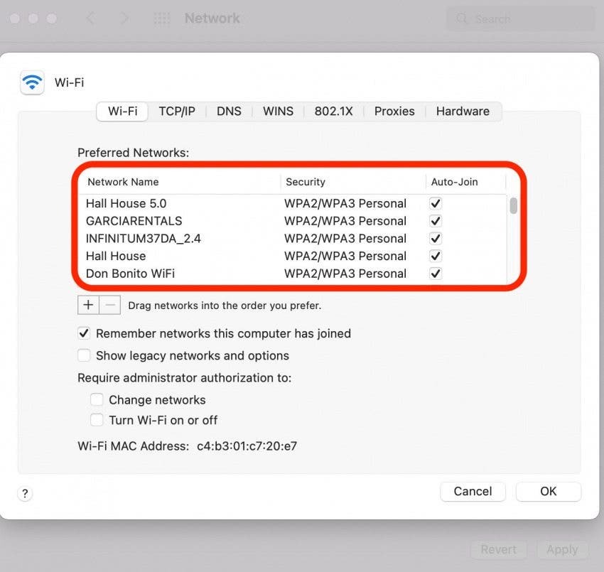 Oubliez le réseau Wi-Fi étape 6 - Journal Wi-Fi