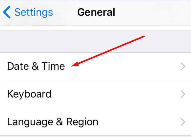 configurações de data e hora do iphone