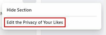 Facebook mengedit privasi suka Anda