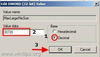 MaxLargeFileSize[5] värdedata