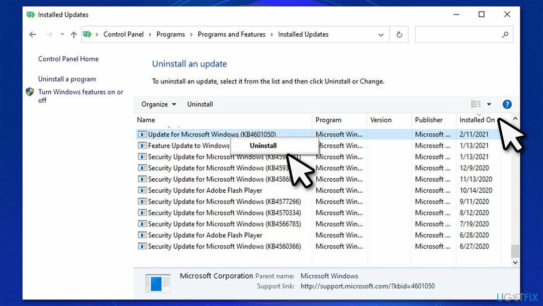 Dezinstalați cele mai recente actualizări Windows