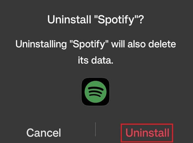 ดำเนินการถอนการติดตั้ง Spotify